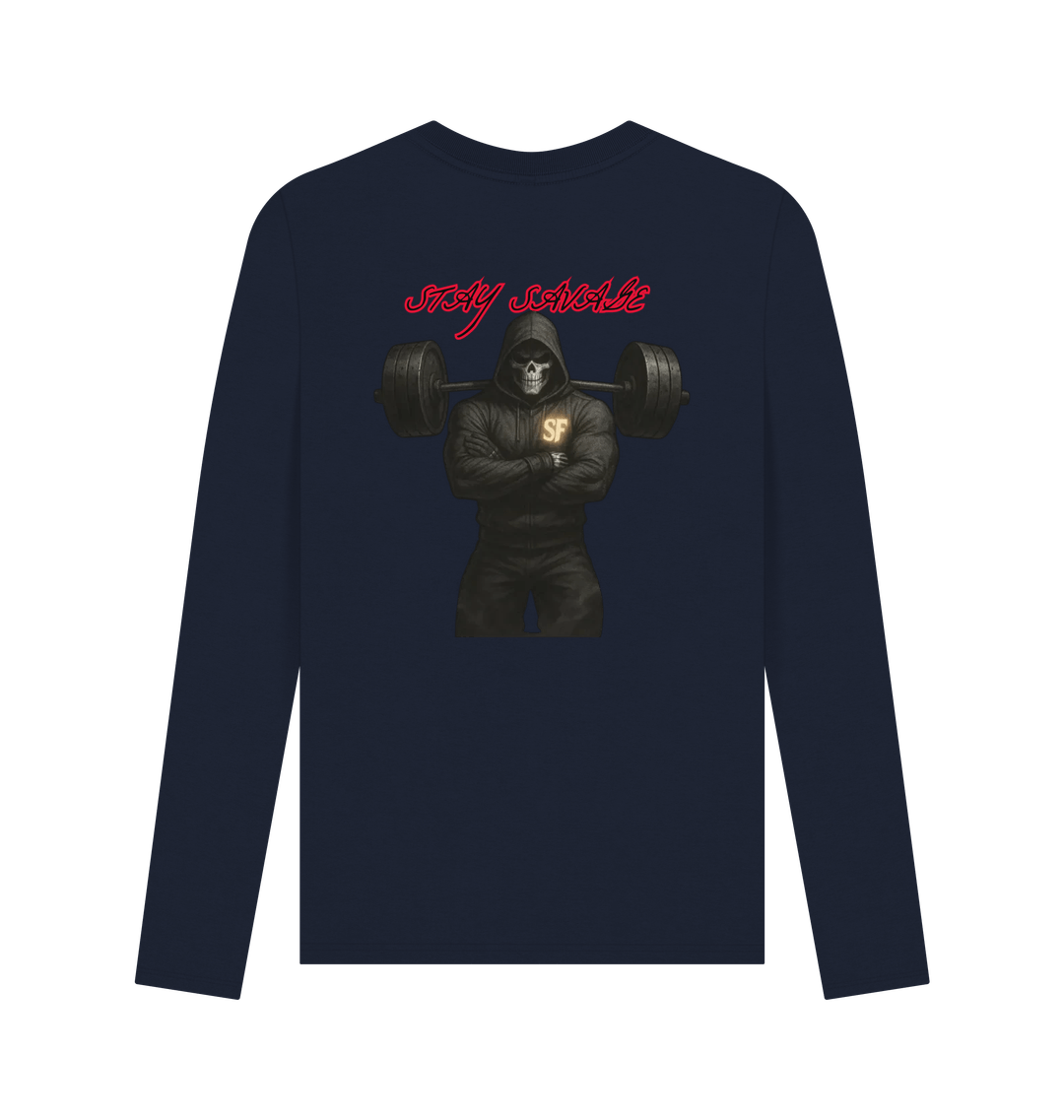 Navy Blue Printed Long Sleeve T Shirt